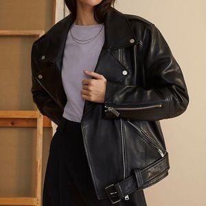 Genuine Leather Oversized Biker Jacket